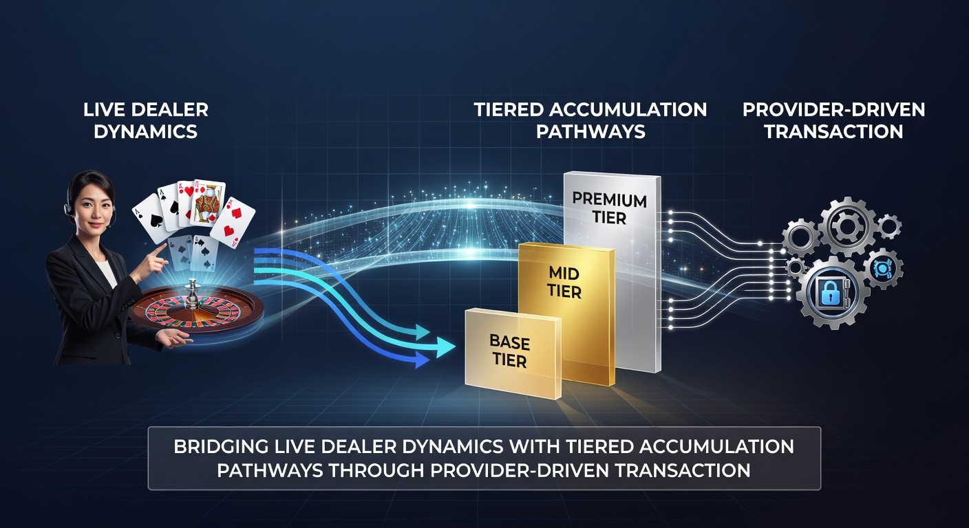 Digital dashboard displaying tier progression bars alongside live dealer video feed and transaction confirmation logs