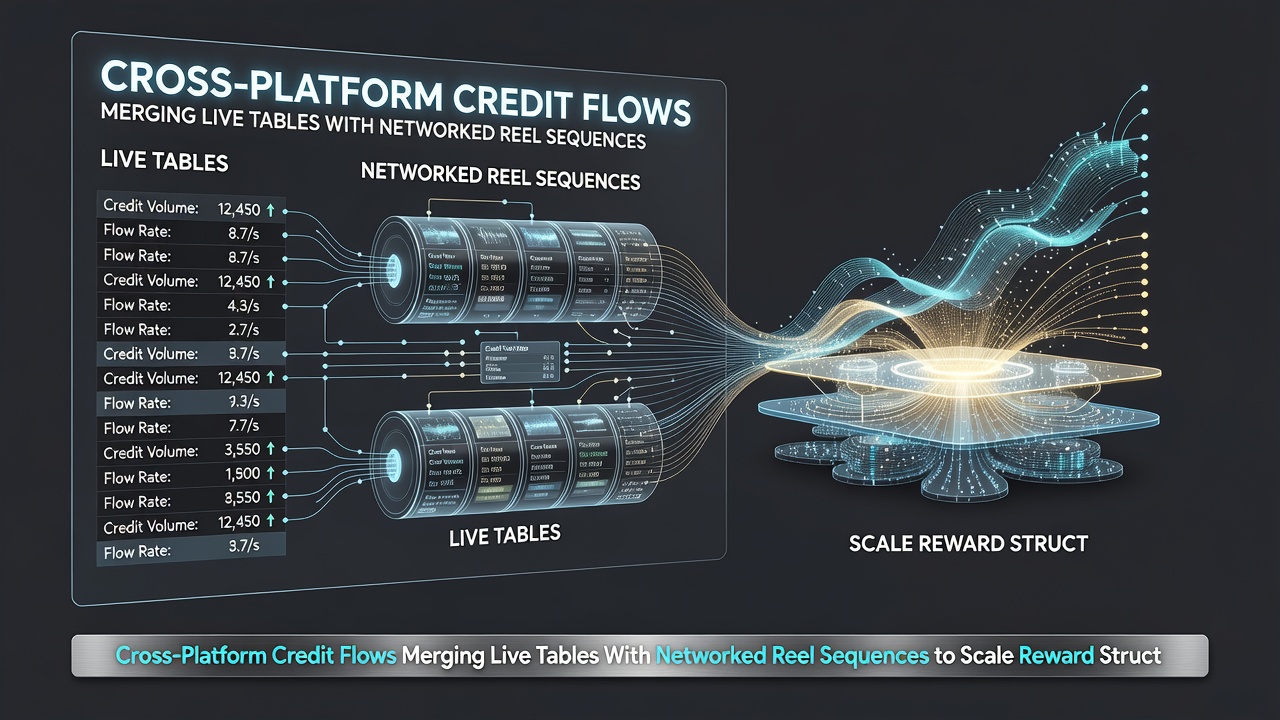 Illustration of live table and reel sequence data merging for scaled reward distribution