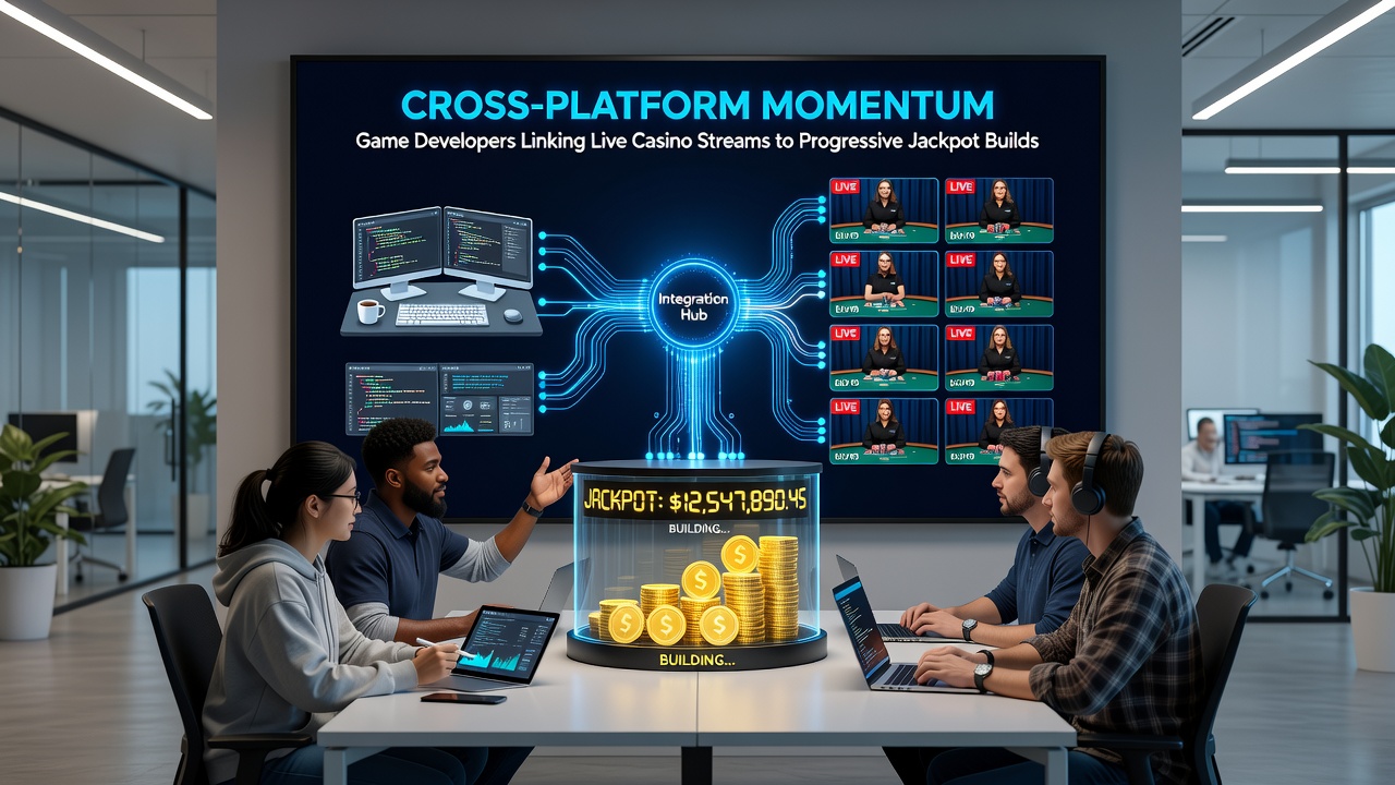 Mobile screen displaying synchronized live casino stream and progressive jackpot meter during active play