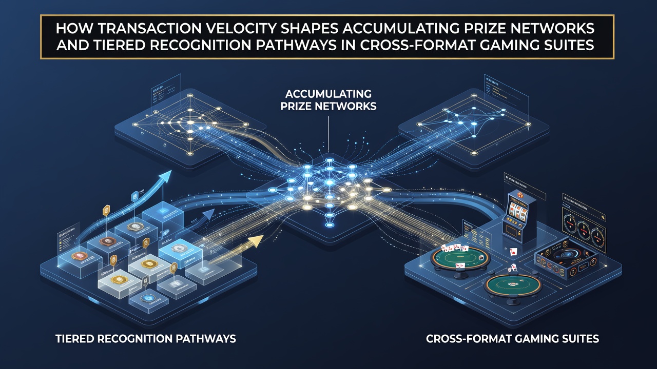 Diagram showing transaction flows connecting prize networks across gaming formats