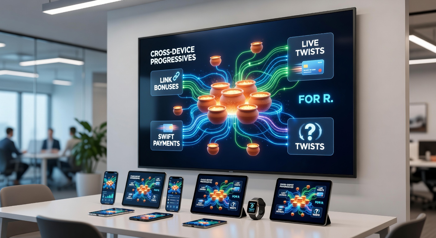 Dynamic screenshot of a mobile slot interface displaying a massive networked progressive jackpot meter, surrounded by bonus wheels, live chat feeds, and instant payout buttons