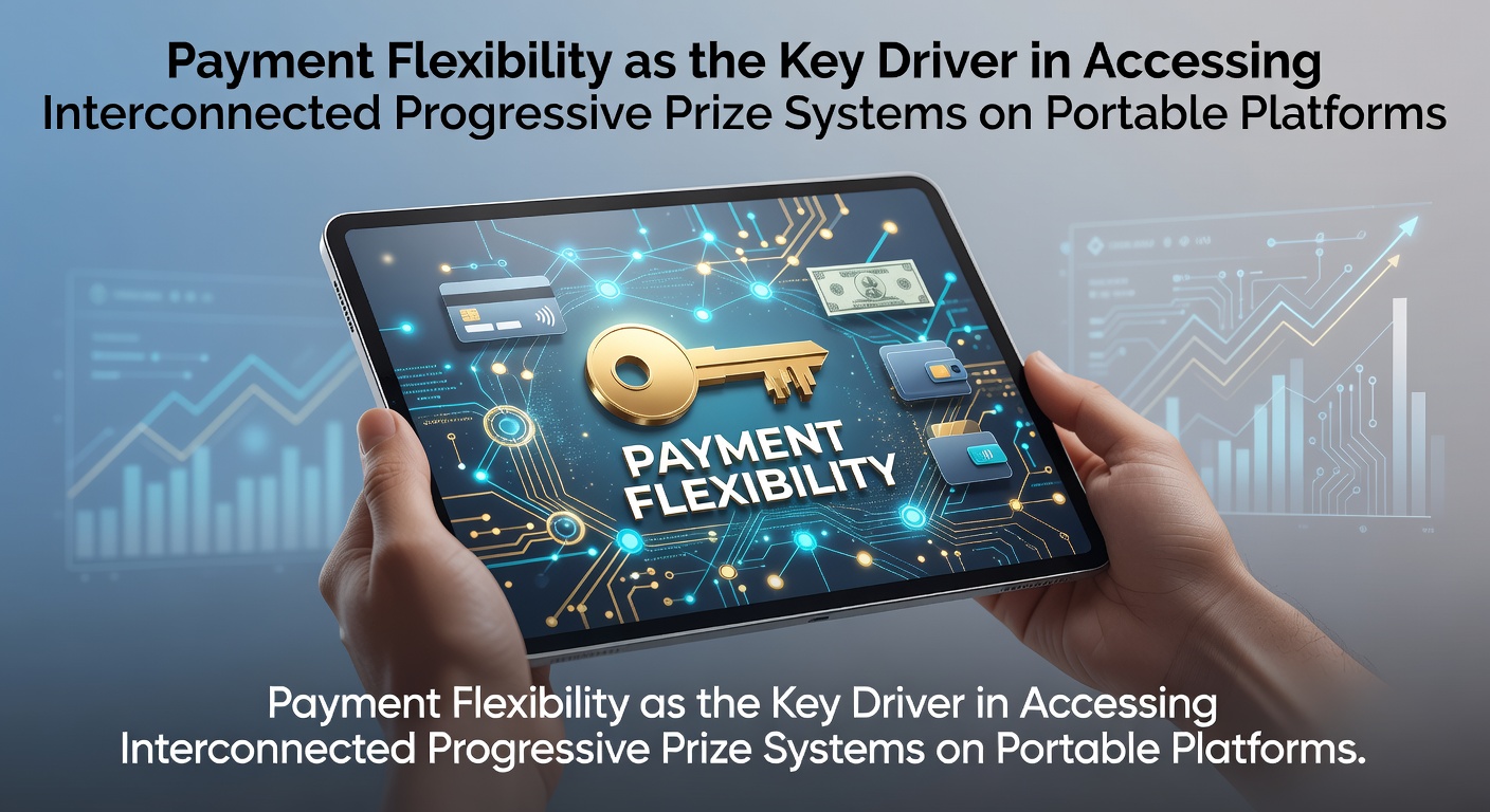 Mobile device showing flexible payment options integrated with interconnected progressive prize pools