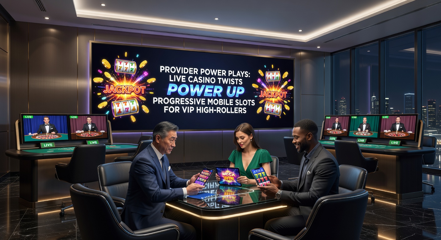 Close-up of a VIP high-roller interface on mobile, showing live dealer interacting with progressive slot reels and escalating jackpot display