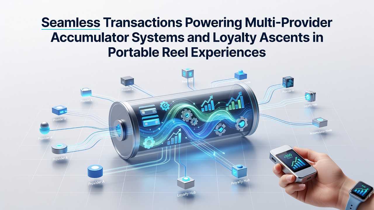 Illustration of interconnected mobile slot interfaces showing seamless transaction flows across multiple game providers and loyalty progression indicators