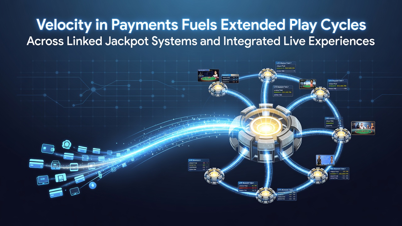 Networked jackpot displays showing real-time connections between mobile slots and live casino tables